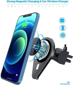 img 1 attached to Fast Wireless Car Charger Phone Mount by ikeer - Magnetic Auto-Clamping Air Vent Holder for iPhone 13/13 Pro/13 Pro Max/13 Mini/12/12 Pro/12 Pro Max/12 Mini - 15W