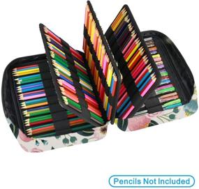 img 2 attached to 🖌️ YOUSHARES Large Capacity Colored Pencils Case for 220 PCS Prismacolor, Crayola, and Gel Pens – Watercolor Flowers Pen Case Organizer