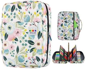 img 4 attached to 🖌️ YOUSHARES Large Capacity Colored Pencils Case for 220 PCS Prismacolor, Crayola, and Gel Pens – Watercolor Flowers Pen Case Organizer