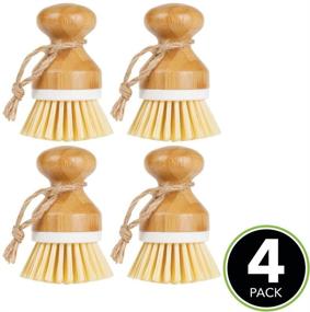 img 3 attached to 🧽 mDesign Bamboo Wood Round Mini Palm Scrub Brush, Stiff Bristles - Wet Cleaning Scrubber - Ideal for Washing Dishes, Pots, Pans, Vegetables - Kitchen Sink, Bathroom, and Household Cleaning - Pack of 4 - White/Natural