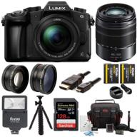 panasonic lumix g85 4k mirrorless camera bundle with g vario 12-60mm and 45-150mm lens, 128gb sd card, camera bag, battery and dual charger, 58mm lens set, digital flash, tripod, cable - 9 item package logo