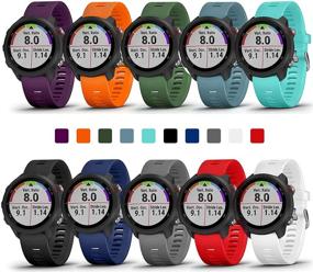 img 4 attached to COLAPOO 10PACK Multicolor Bands for Garmin Forerunner 245/645: Soft Silicone Wristbands for Garmin 245 Music/645 Music/Venu/Venu Sq/Vivoactive 3
