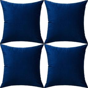 img 4 attached to 🛋️ Artaimee 18x18 Throw Pillow Covers (Pack of 4) - Velvet Sofa Bed Couch Cushion Cases - 45x45 Navy Blue