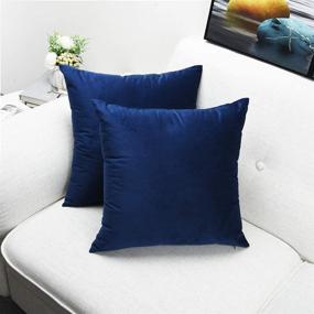 img 3 attached to 🛋️ Artaimee 18x18 Throw Pillow Covers (Pack of 4) - Velvet Sofa Bed Couch Cushion Cases - 45x45 Navy Blue