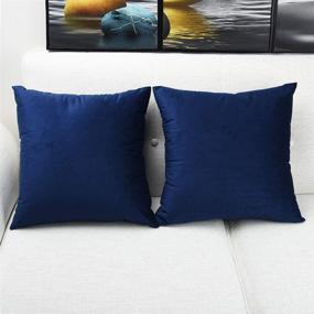 img 1 attached to 🛋️ Artaimee 18x18 Throw Pillow Covers (Pack of 4) - Velvet Sofa Bed Couch Cushion Cases - 45x45 Navy Blue