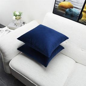 img 2 attached to 🛋️ Artaimee 18x18 Throw Pillow Covers (Pack of 4) - Velvet Sofa Bed Couch Cushion Cases - 45x45 Navy Blue