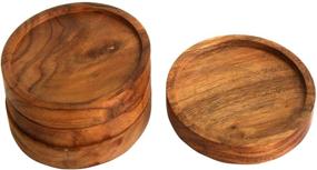 img 3 attached to Enhance Your Tabletop with Kaizen Casa Natural Acacia Wood Drink Coasters - Set of 4