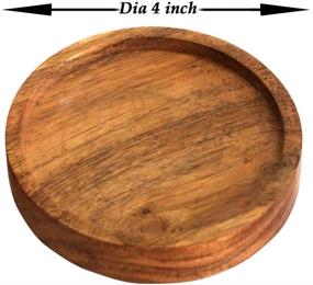 img 1 attached to Enhance Your Tabletop with Kaizen Casa Natural Acacia Wood Drink Coasters - Set of 4