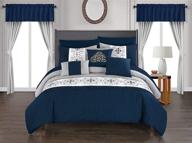 🛏️ stylish and cozy: chic home emily comforter set - queen size, navy logo