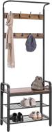 🌳 vivohome 3-in-1 entryway hall tree: heavy duty mdf stand coat rack with storage bench, industrial wood furniture and stable metal frame - 8 hooks logo