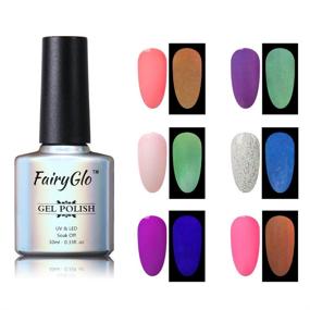 img 4 attached to 💅 Glow in the Dark Nail Polish Set - UV LED, Dramatic Nail Art Soak Off Varnish - Carnival Party, 6pcs x 10ml - FairyGlo 011