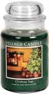 🕯️ large green glass apothecary jar scented candle - village candle christmas tree (26oz) logo