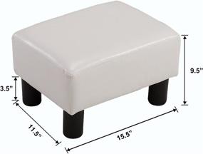 img 2 attached to 🪑 White PU Leather Ottoman Footrest Stool - Small Chair Seat Couch for Ultimate Comfort