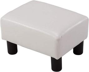 img 4 attached to 🪑 White PU Leather Ottoman Footrest Stool - Small Chair Seat Couch for Ultimate Comfort