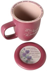 img 1 attached to 🏻 Wonderful Woman Ceramic Mug Set - Coaster/ Lid Included - Large 14 Oz Coffee/Tea Cup - Elegant Dusky Purple