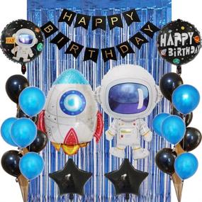 img 2 attached to Birthday Decorations Astronaut Kit Blue Curtains