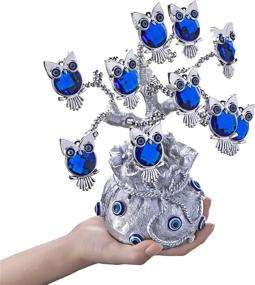 img 2 attached to 🦉 YU FENG Owl Figurines Decorations Turkish Evil Eye Tree: Bring Good Luck & Protection to Your Home with Silver Lucky Bag - Ideal Gift