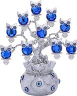 🦉 yu feng owl figurines decorations turkish evil eye tree: bring good luck & protection to your home with silver lucky bag - ideal gift логотип