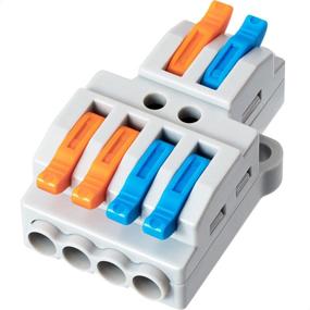 img 4 attached to GKEEMARS 10 Pcs Lever Wire Nut Connectors: Fast and Reliable Push-in Conductor Terminal Blocks (2 in 4 Out)