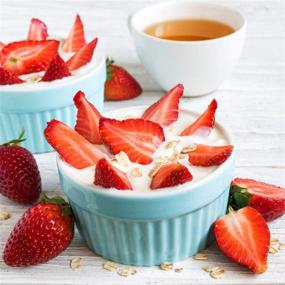 img 2 attached to 🍮 WERTIOO Ceramic Ramekin Bowls: Colorful 6 oz Baking Dishes for Creme Brulee, Souffle & Dipping Sauces - Conveniently Distinguish Tastes!