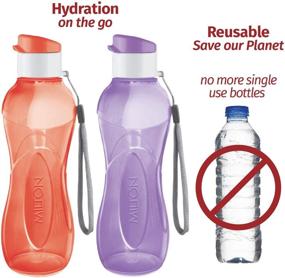 img 1 attached to 🥤 MILTON Kids Water Bottle - Reusable 12 Oz Leakproof Plastic Wide Mouth - Large Drink Container BPA-Free - with Handle Strap Carrier for Cycling, Camping, Hiking, Gym, Yoga