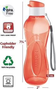 img 2 attached to 🥤 MILTON Kids Water Bottle - Reusable 12 Oz Leakproof Plastic Wide Mouth - Large Drink Container BPA-Free - with Handle Strap Carrier for Cycling, Camping, Hiking, Gym, Yoga