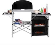 🏕️ campland folding cooking table: portable aluminum outdoor cook station with storage organizer (black) логотип