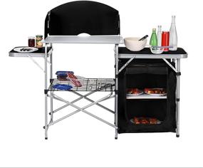 img 3 attached to 🏕️ CampLand Folding Cooking Table: Portable Aluminum Outdoor Cook Station with Storage Organizer (Black)