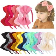 bow headbands for girls - toddler & big girls, 5-inch ribbon hairbows - vivid textured headbands for kids (pack of 18) logo