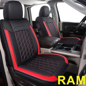 img 4 attached to Luckyman Club 83D-XFG Ram 1500 Seat Covers Front and Back, Compatible with Select 2006-2020 Ram 2500 3500 Crew Cab & Quad Cab Trucks, featuring Faux Leather (83XFG-Black & Red)