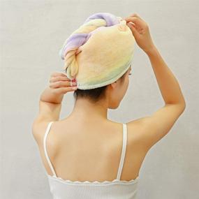 img 2 attached to 💨 Quick-Dry Multicolored Microfiber Hair Drying Wrap Towel for Women: Turban Style