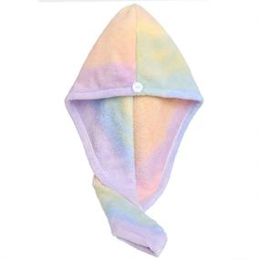 img 4 attached to 💨 Quick-Dry Multicolored Microfiber Hair Drying Wrap Towel for Women: Turban Style