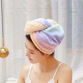 img 3 attached to 💨 Quick-Dry Multicolored Microfiber Hair Drying Wrap Towel for Women: Turban Style