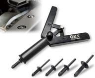 🔧 efficient & easy: orxplus tools plastic rivet hand gun kit with one-hand operation & 40 sample poly rivets logo