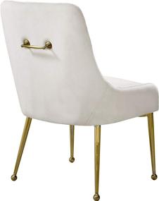 img 3 attached to 🪑 Meridian Furniture Owen Collection Modern Velvet Upholstered Dining Chair Set - Cream + Gold Legs (2 Pack)