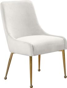 img 2 attached to 🪑 Meridian Furniture Owen Collection Modern Velvet Upholstered Dining Chair Set - Cream + Gold Legs (2 Pack)