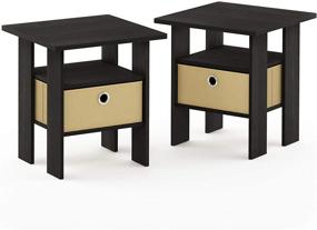 img 4 attached to 🛋️ Furinno Petite Espresso Bedroom Night Stand - Set of 2: End Table Perfect for Small Spaces