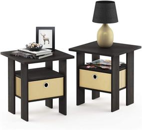 img 3 attached to 🛋️ Furinno Petite Espresso Bedroom Night Stand - Set of 2: End Table Perfect for Small Spaces