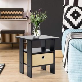 img 2 attached to 🛋️ Furinno Petite Espresso Bedroom Night Stand - Set of 2: End Table Perfect for Small Spaces