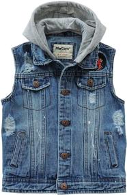 img 4 attached to 👖 Denim Jean Vest Sleeveless Hooded Jackets Coat with Pockets for Happy Cherry Kids