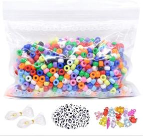 img 3 attached to 🔮 VICOVI 1270+pcs DIY Jewelry Making Kit - Includes 1140pcs 9mm Rainbow Pony Beads, 130pcs Letter Beads, 10pcs Lovely Charms, and Elastic Strings