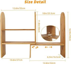 img 1 attached to 📚 TQVAI Bamboo Desktop Bookshelf: Expandable Bookcase for Organizing Office Supplies and Storage - Original Design