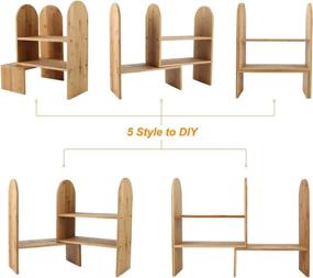 img 2 attached to 📚 TQVAI Bamboo Desktop Bookshelf: Expandable Bookcase for Organizing Office Supplies and Storage - Original Design