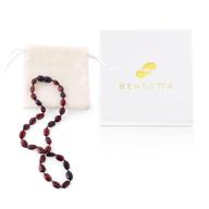 🔶 gia certified baltic amber necklace - dark cherry oval shape, child size (12.5 inches), genuine baltic amber by bensotta logo