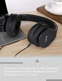 img 1 attached to 🎧 Wireless Over Ear Bluetooth Headphones - WXY V5.0, Built-in Mic, TF Card Slot, FM Radio, Soft Ear Cushions, Lightweight - Compatible with iPhone/Samsung/PC/TV - Ideal for Travel (Black)