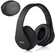 🎧 wireless over ear bluetooth headphones - wxy v5.0, built-in mic, tf card slot, fm radio, soft ear cushions, lightweight - compatible with iphone/samsung/pc/tv - ideal for travel (black) logo