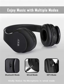 img 2 attached to 🎧 Wireless Over Ear Bluetooth Headphones - WXY V5.0, Built-in Mic, TF Card Slot, FM Radio, Soft Ear Cushions, Lightweight - Compatible with iPhone/Samsung/PC/TV - Ideal for Travel (Black)