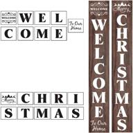 🎅 19-pack large welcome and merry christmas stencils for wood painting - vertical templates for porch signs, reusable letter stencils for front door decorations logo