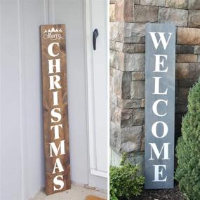 img 2 attached to 🎅 19-Pack Large Welcome and Merry Christmas Stencils for Wood Painting - Vertical Templates for Porch Signs, Reusable Letter Stencils for Front Door Decorations