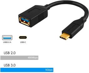 img 2 attached to USB-C к USB 3.0 адаптер для женского разъема, кабель 0,5 фута CableCreation (Gen1), адаптер USB 3.1 Type C к Type A соединительный (OTG), совместимый с MacBook Pro, Galaxy S8, S9 и другими - черный